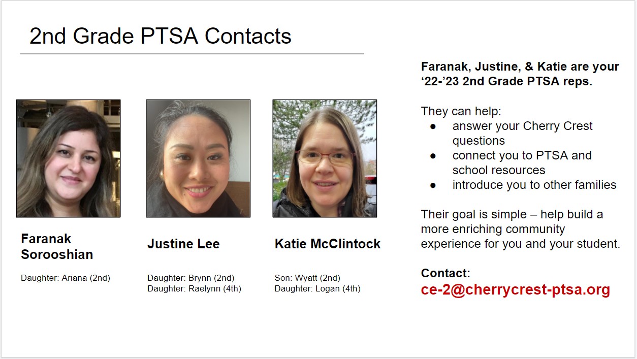 Grade Level Representatives CHERRY CREST ELEMENTARY PTSA