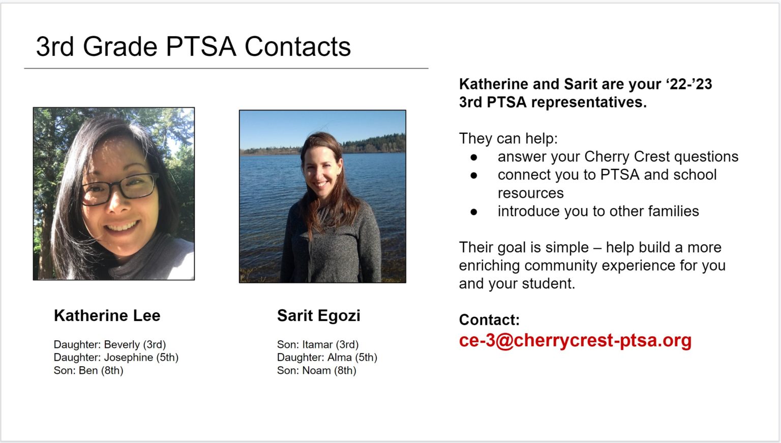 Grade Level Representatives CHERRY CREST ELEMENTARY PTSA