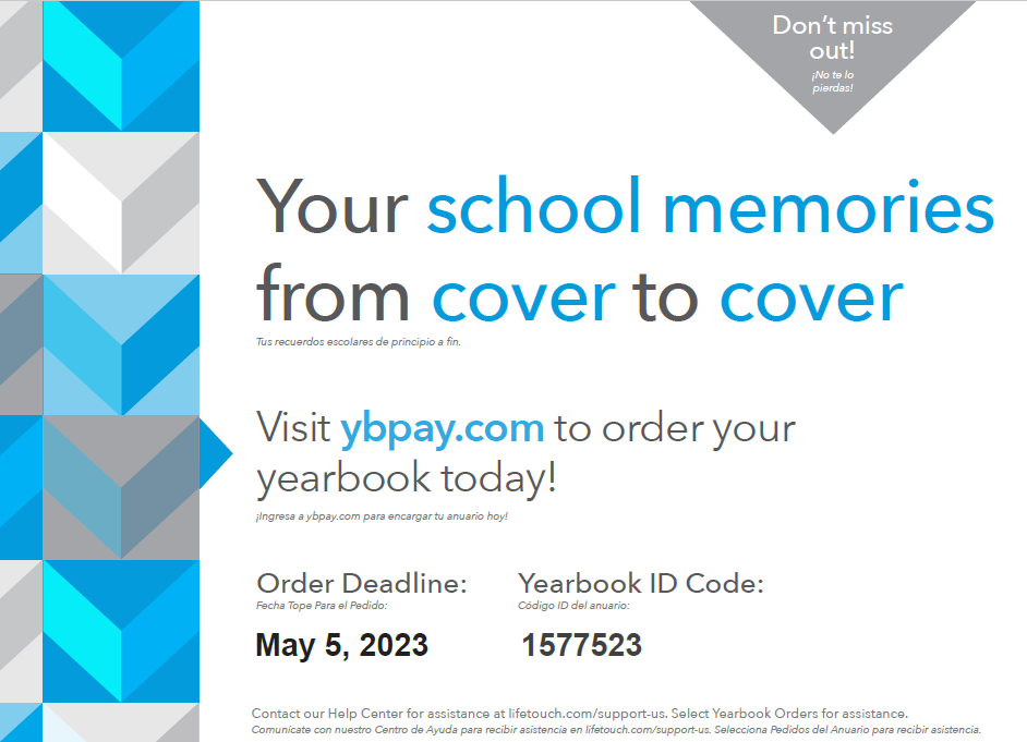 Lifetouch Yearbook Order - Deadline May 5