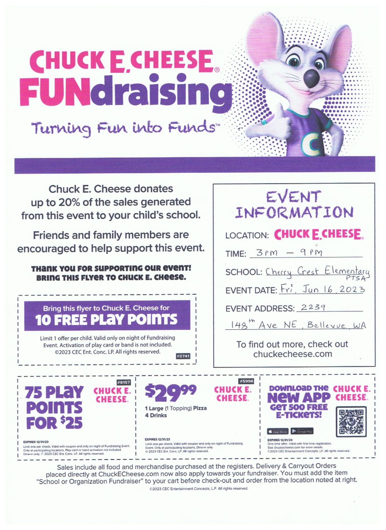 Chuck E. Cheese FUNdraiser